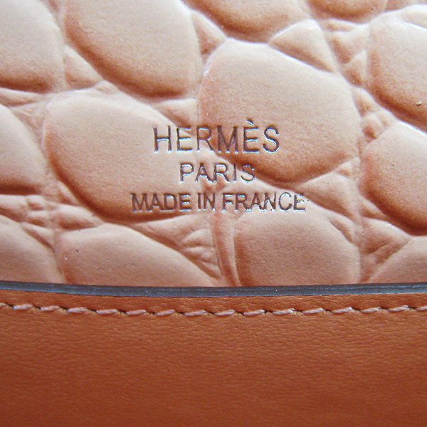 AAA Hermes Kelly 22 CM Stone Veins Leather Handbag Light Orange H008 On Sale - Click Image to Close